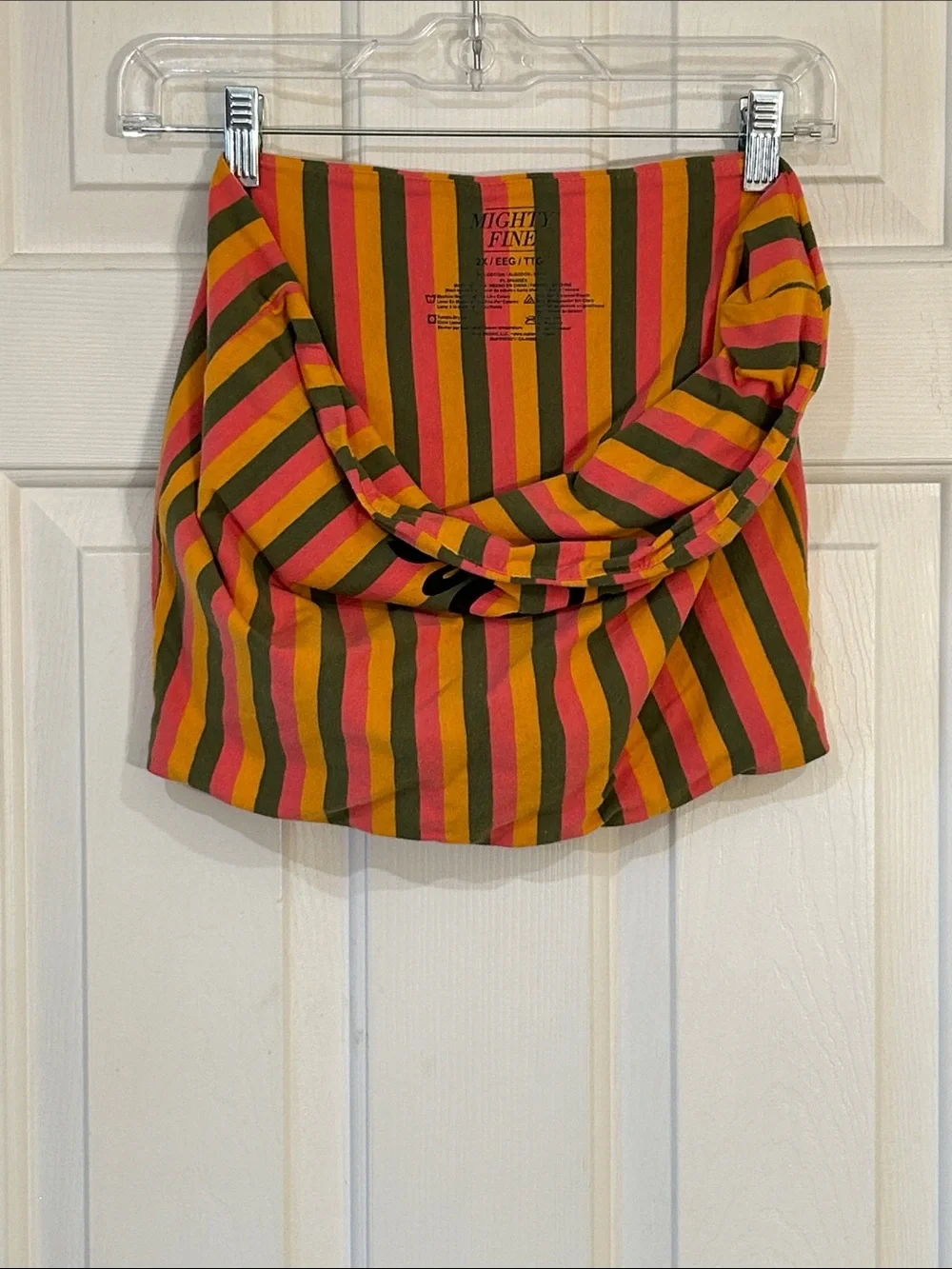 Mighty Fine Bold Stripe Cotton Tube Top in Pink, Yellow & Olive - Picture 6 of 6